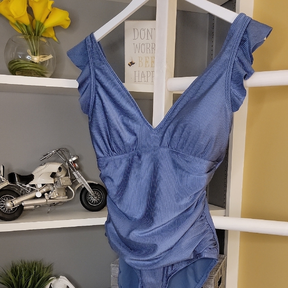 Blue Ruffled One Piece Ellen Tracy - Picture 12 of 12